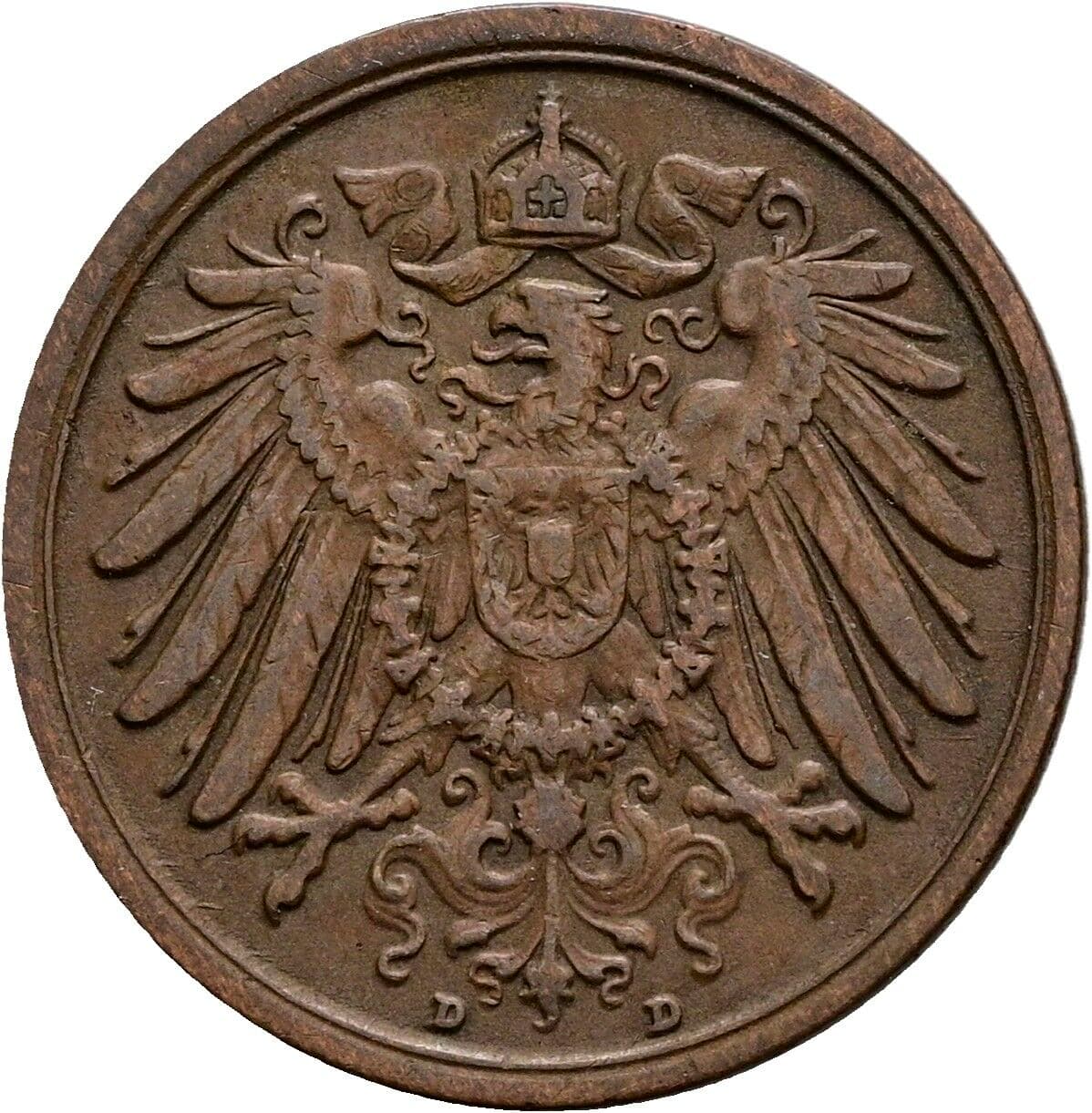 2 Pfennig 1911 D – Rückseite