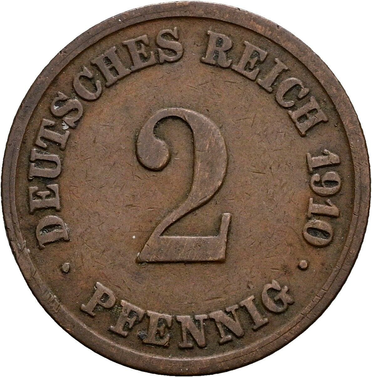 2 Pfennig 1910 E – Vorderseite