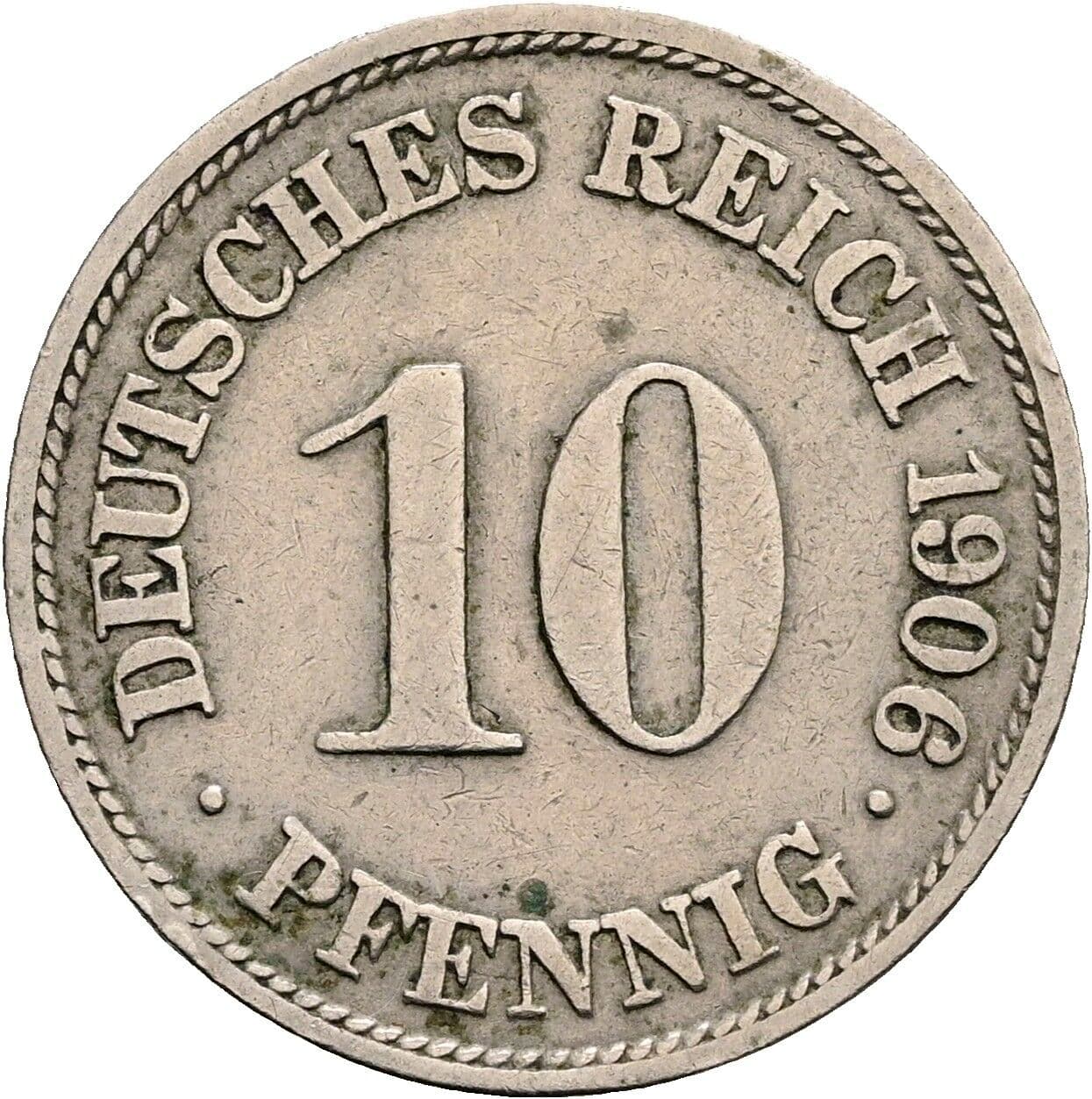 10 Pfennig 1906 F – Vorderseite