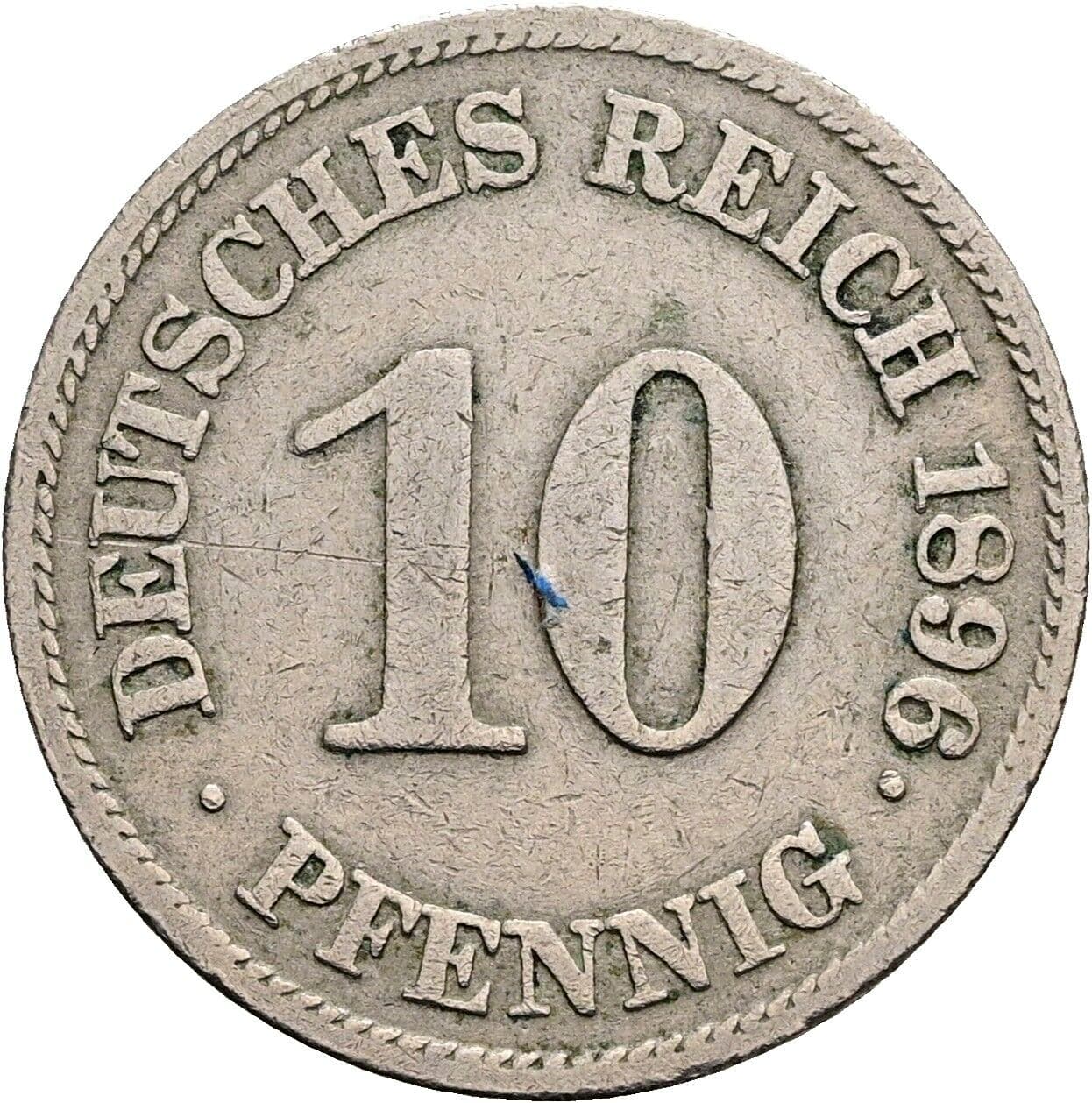 10 Pfennig 1896 E – Vorderseite