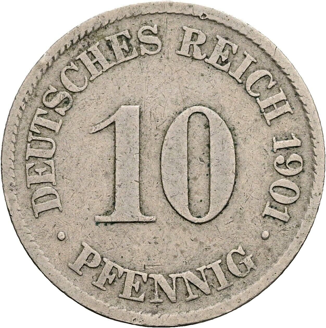 10 Pfennig 1901 J – Vorderseite