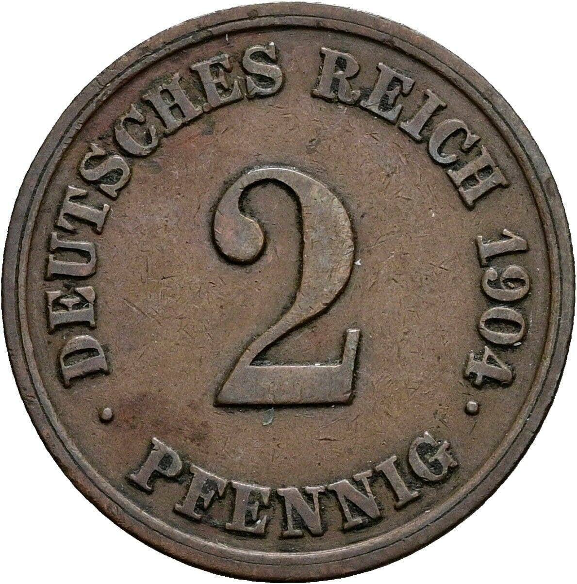 2 Pfennig 1904 E – Vorderseite