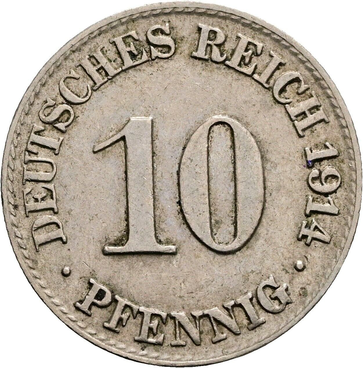 10 Pfennig 1914 D – Vorderseite