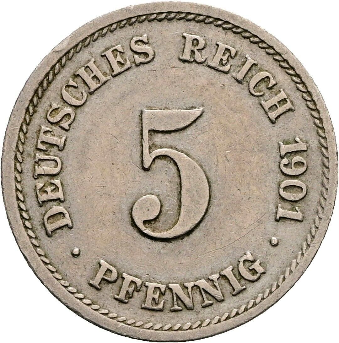 5 Pfennig 1901 G – Vorderseite