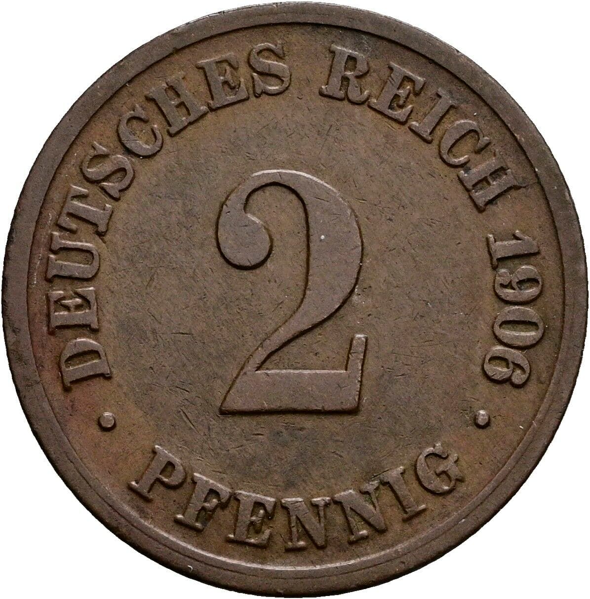 2 Pfennig 1906 D – Vorderseite