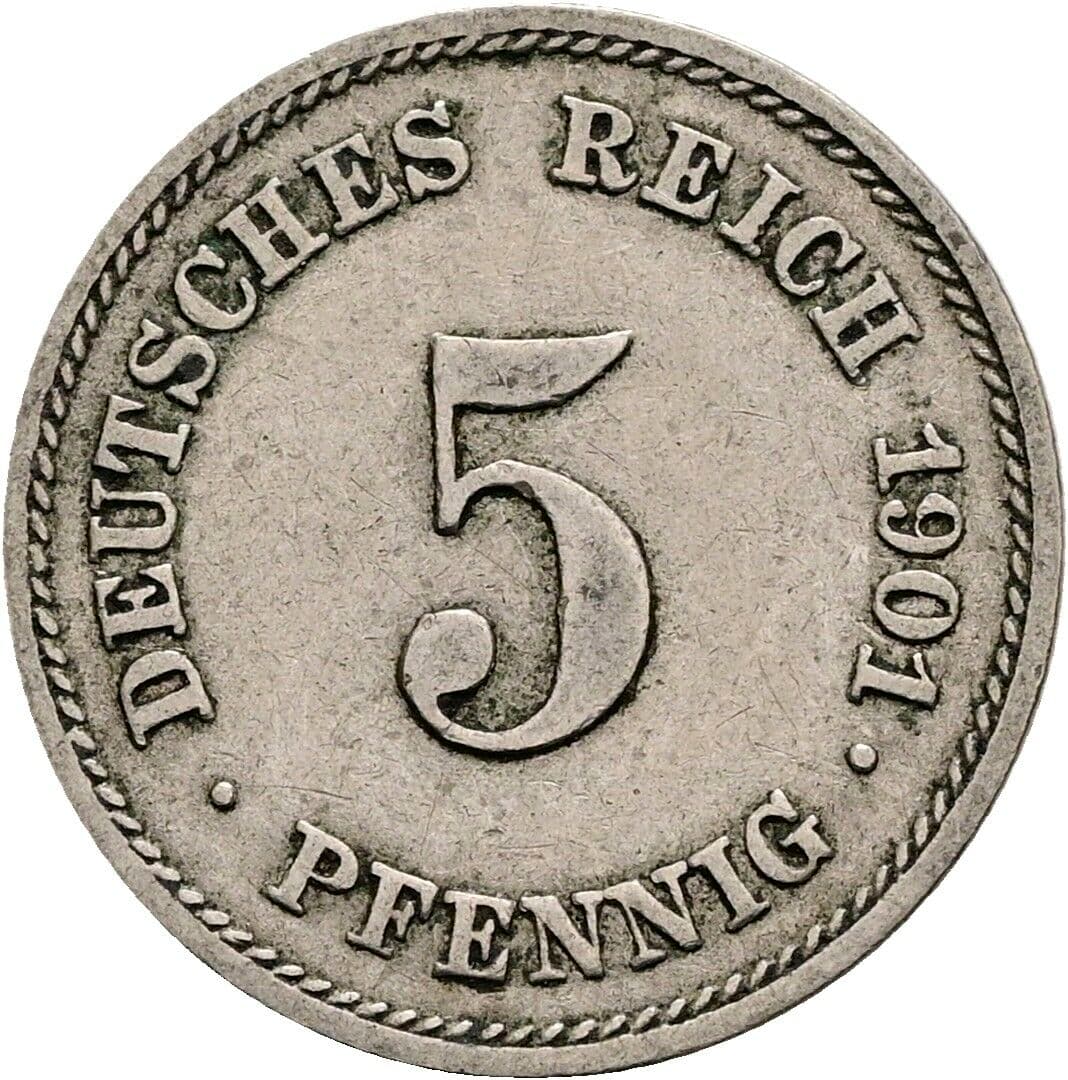 5 Pfennig 1901 E – Vorderseite