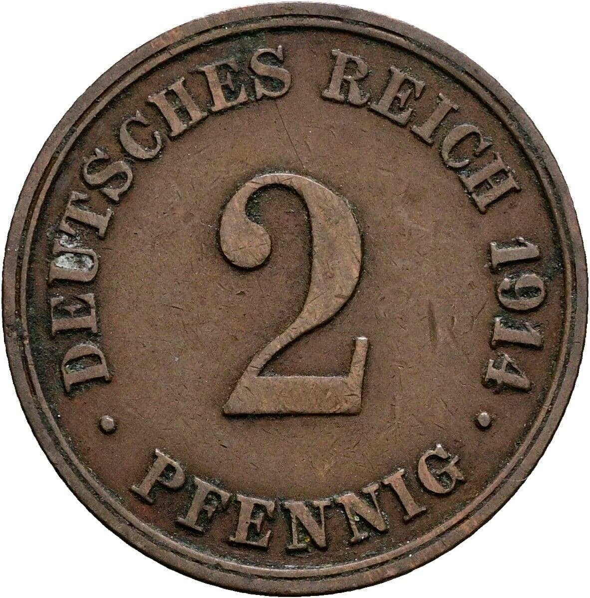 2 Pfennig 1914 G – Vorderseite