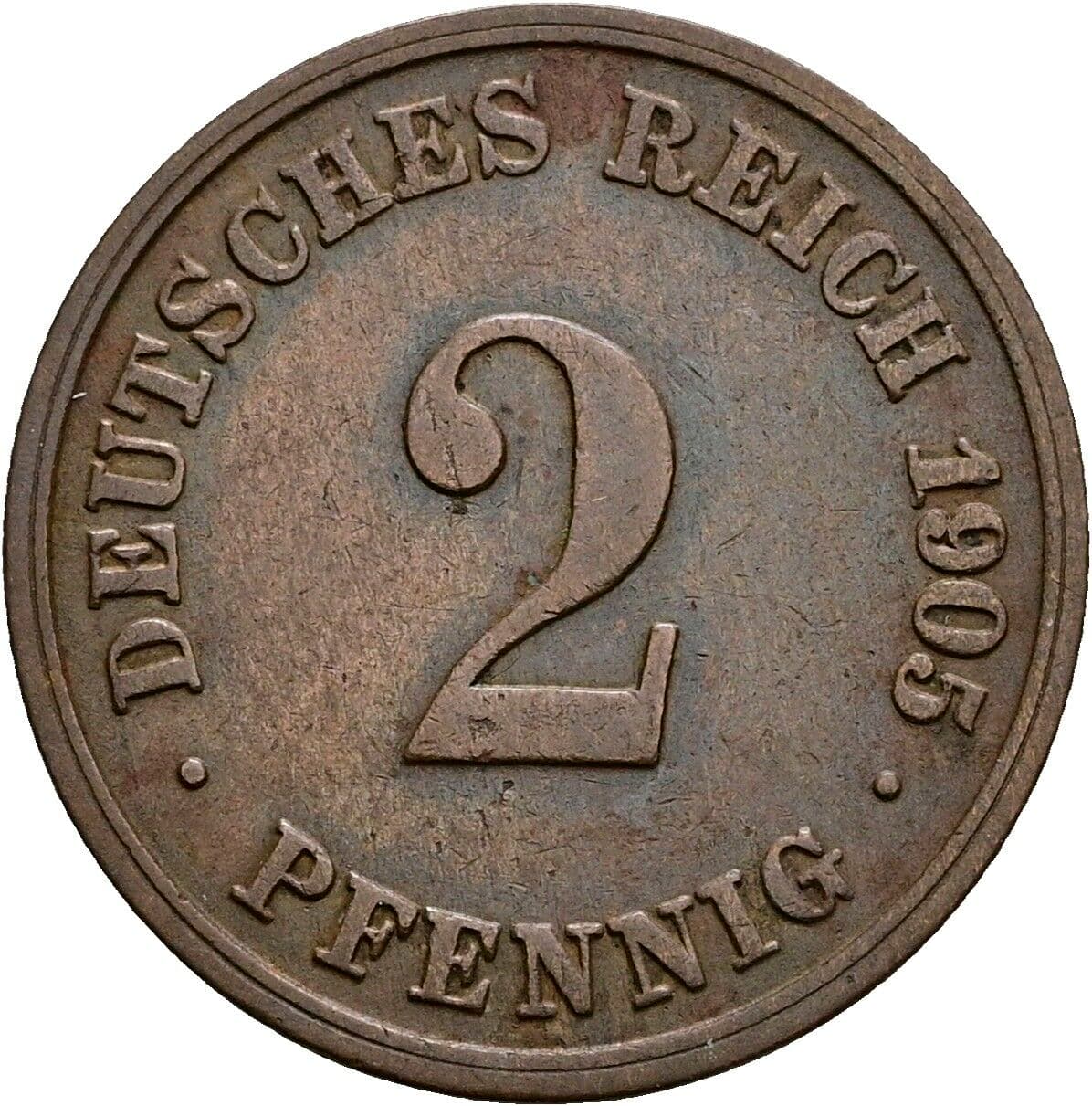 2 Pfennig 1905 D – Vorderseite