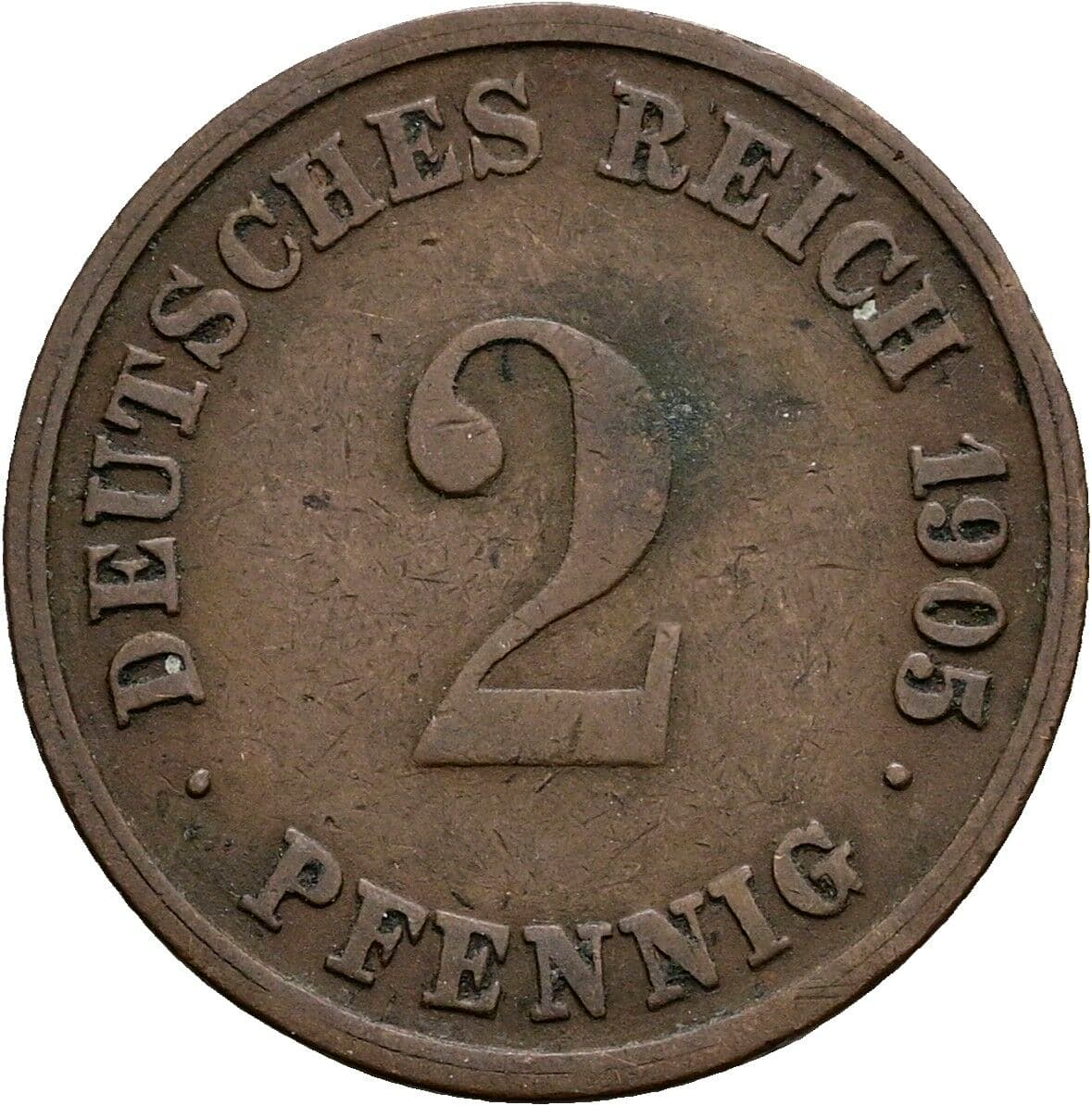 2 Pfennig 1905 G – Vorderseite