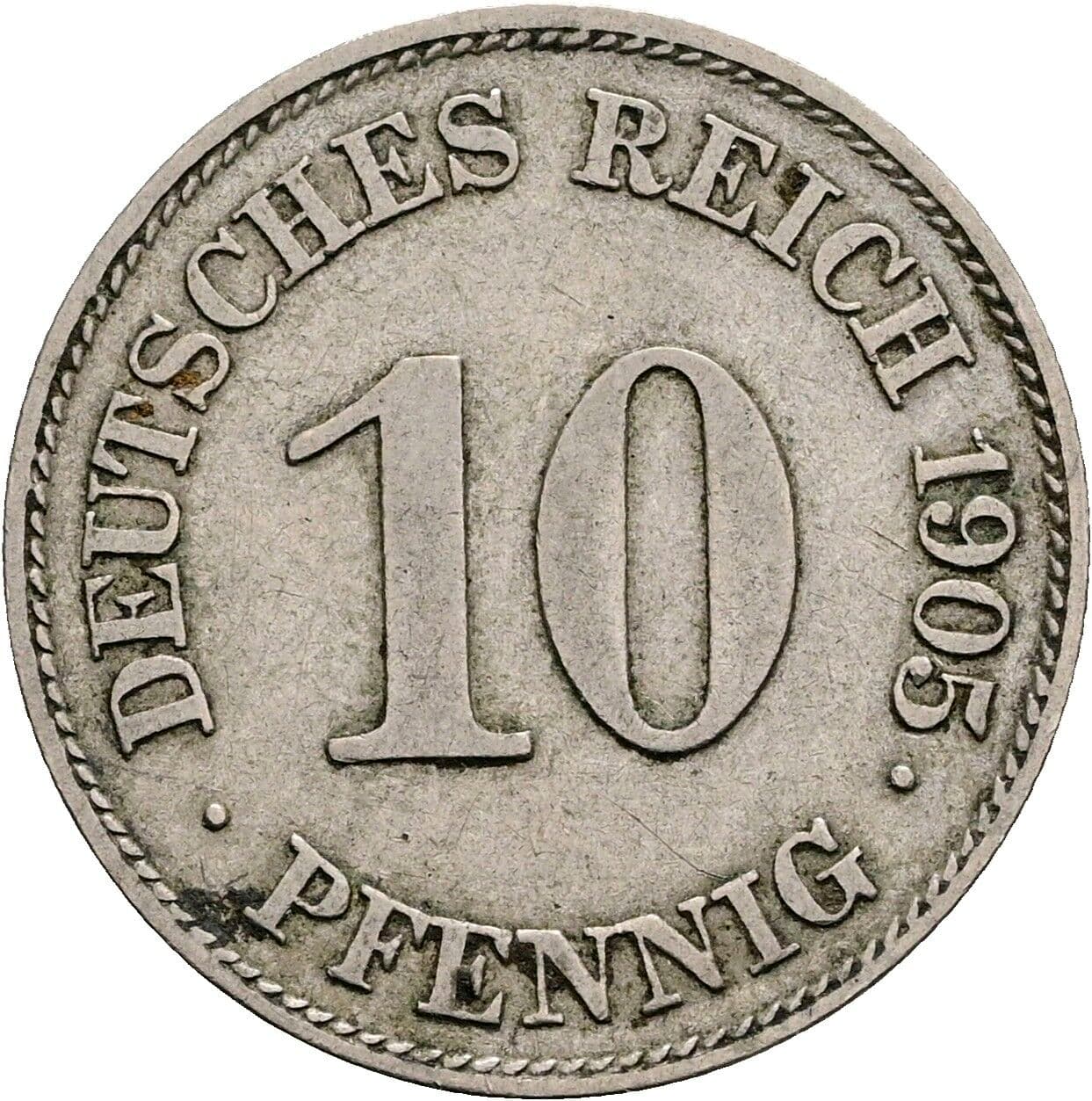 10 Pfennig 1905 E – Vorderseite