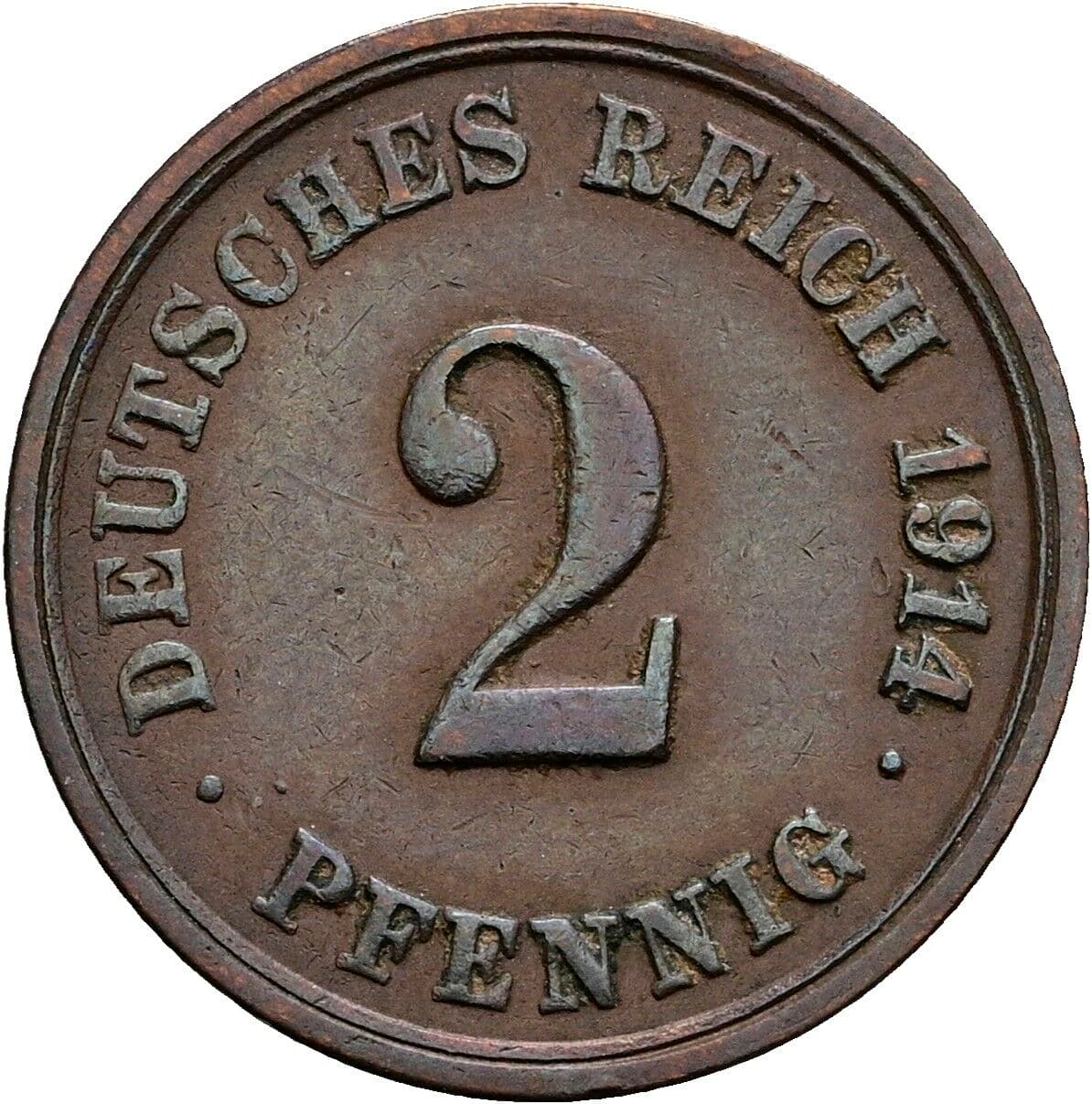 2 Pfennig 1914 F – Vorderseite