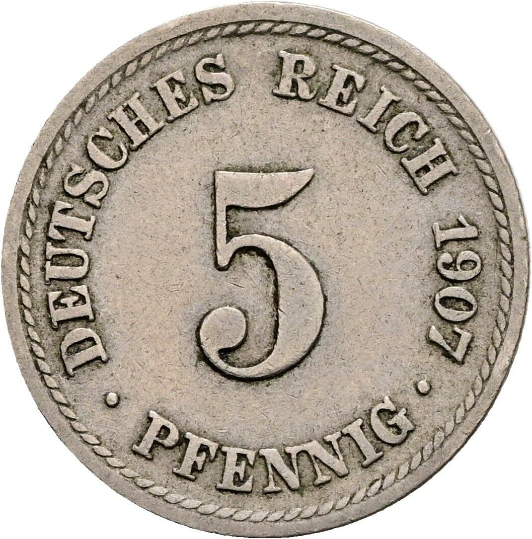 5 Pfennig 1907 F – Vorderseite