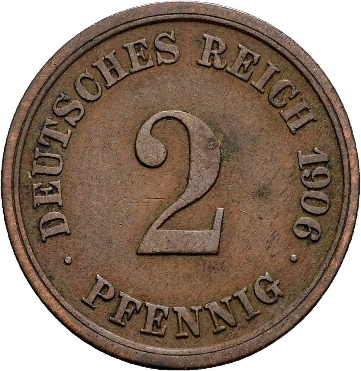 2 Pfennig 1906 F – Vorderseite