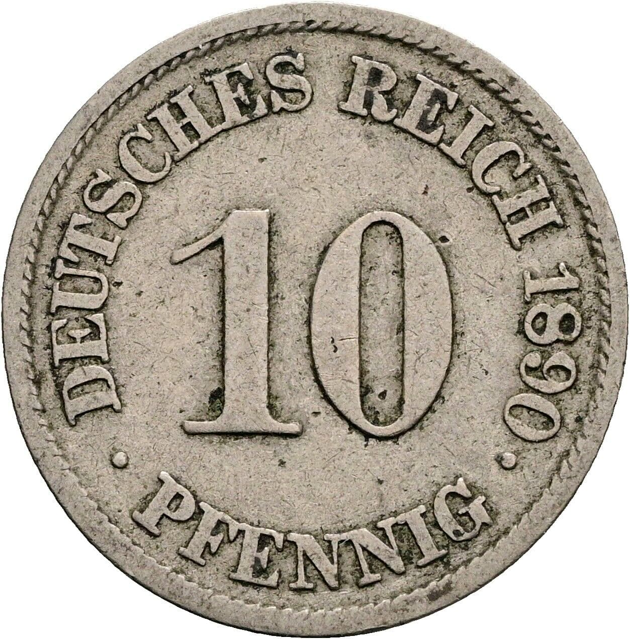 10 Pfennig 1890 J – Vorderseite