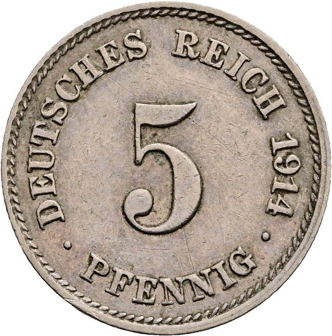 5 Pfennig 1914 J – Vorderseite