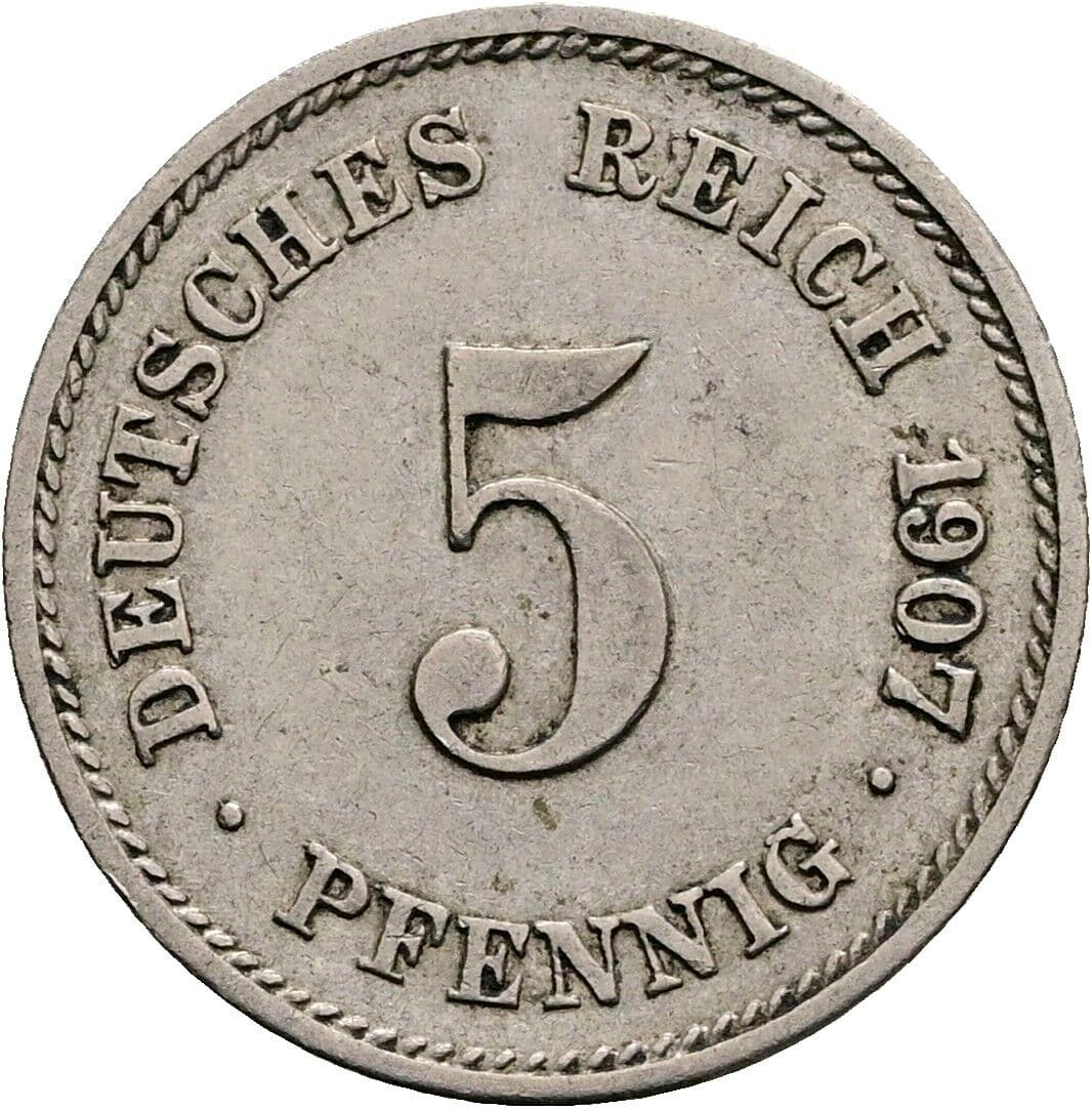 5 Pfennig 1907 G – Vorderseite