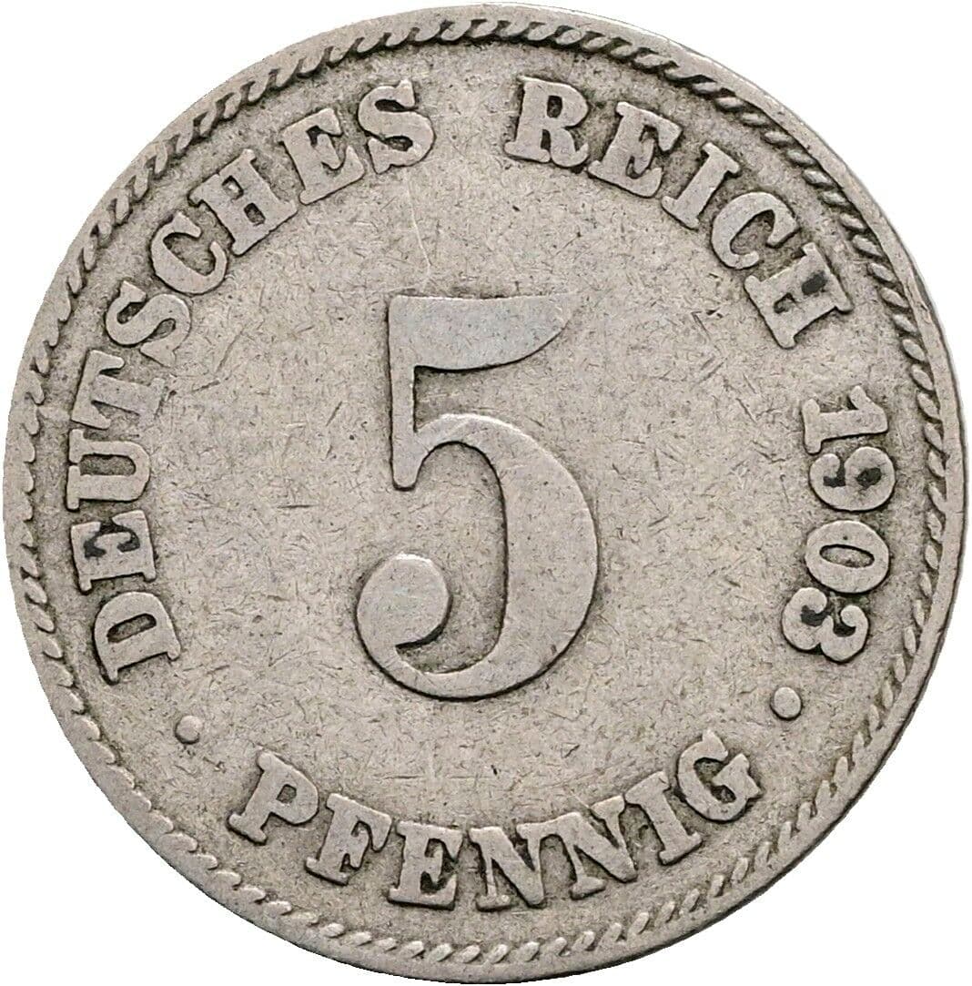 5 Pfennig 1903 J – Vorderseite