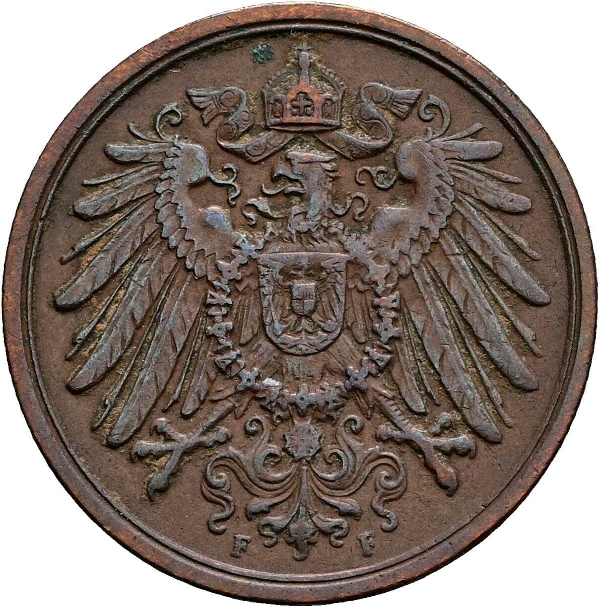 2 Pfennig 1914 F – Rückseite