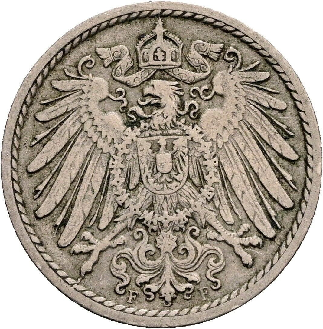 5 Pfennig 1907 F – Rückseite