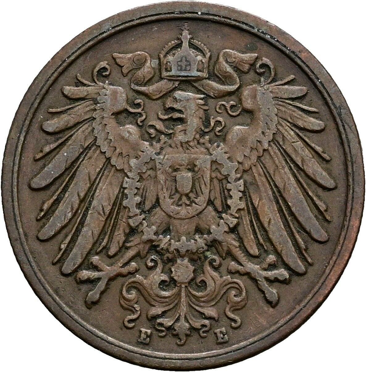 2 Pfennig 1904 E – Rückseite
