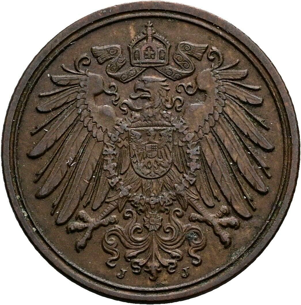 1 Pfennig 1908 J – Rückseite