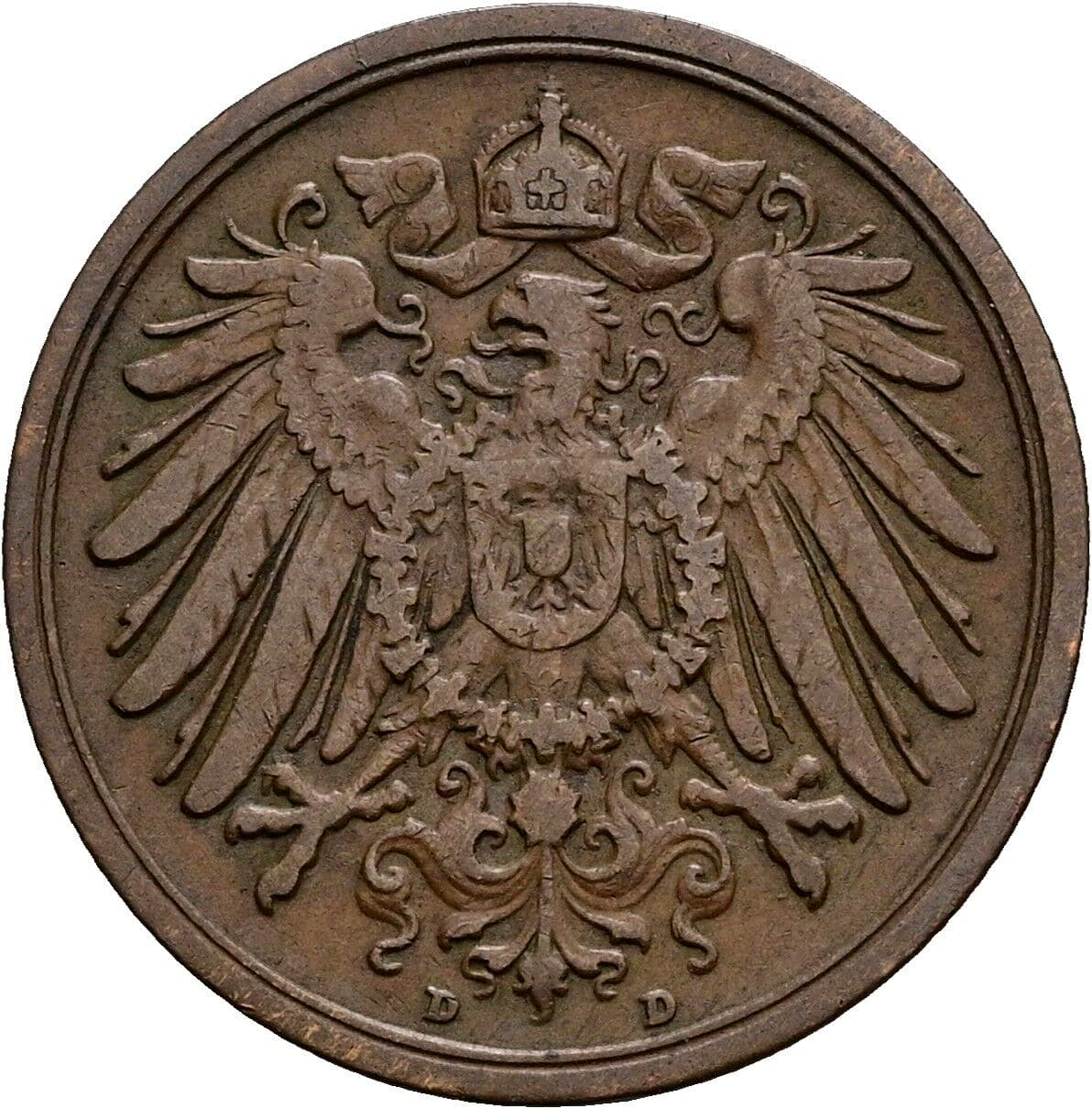 2 Pfennig 1906 D – Rückseite