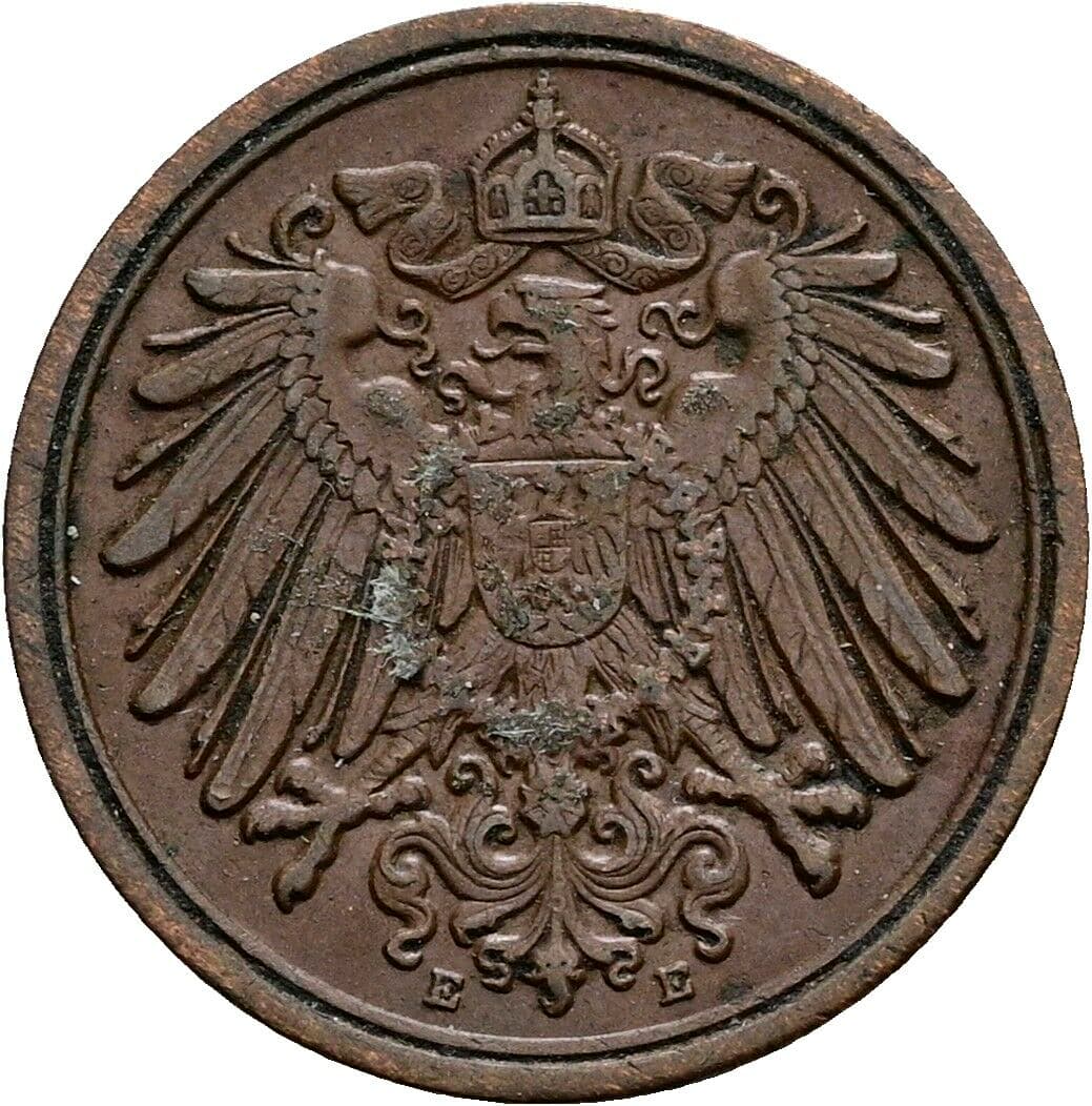 1 Pfennig 1912 E – Rückseite