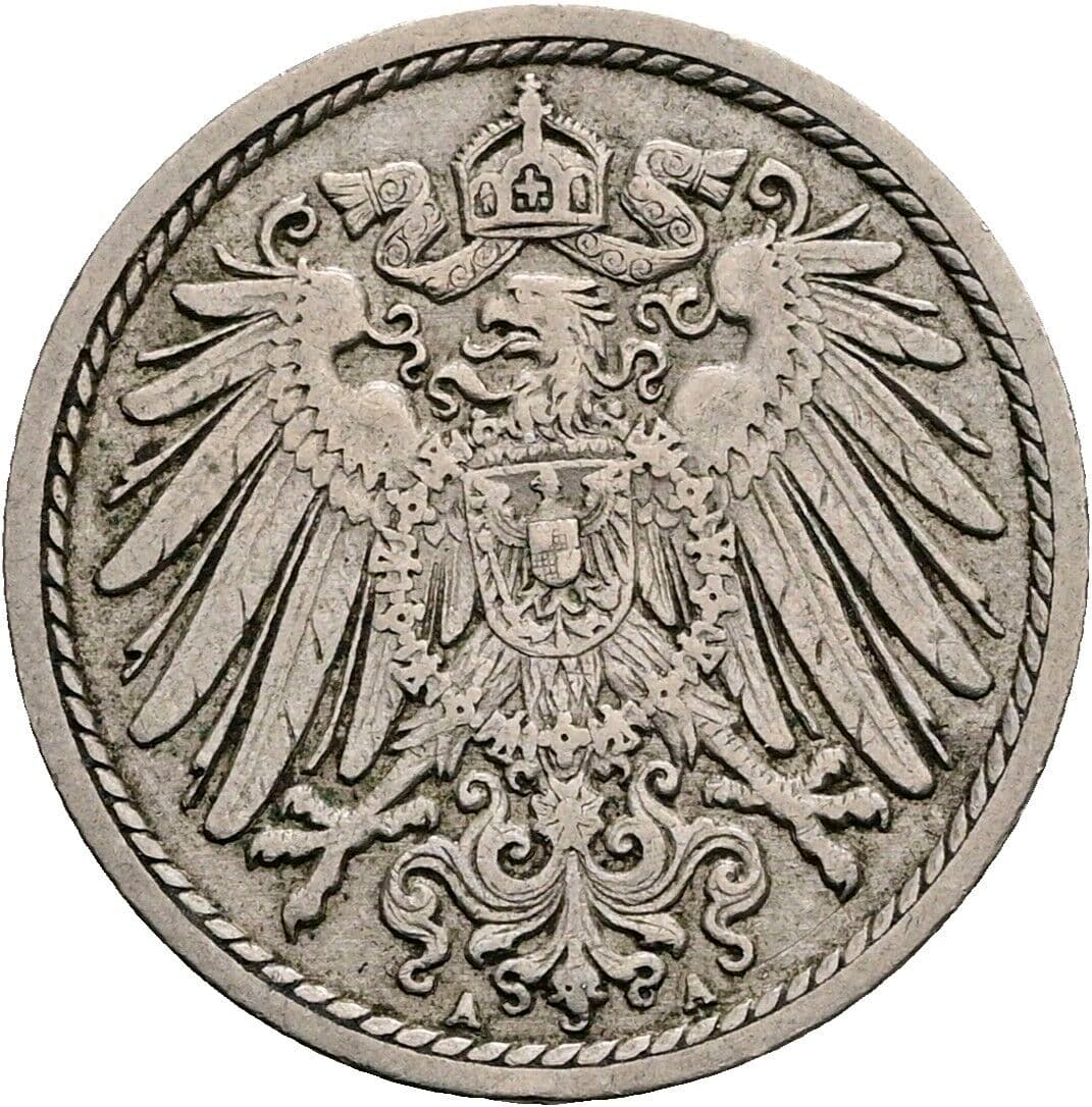 5 Pfennig 1907 A – Rückseite
