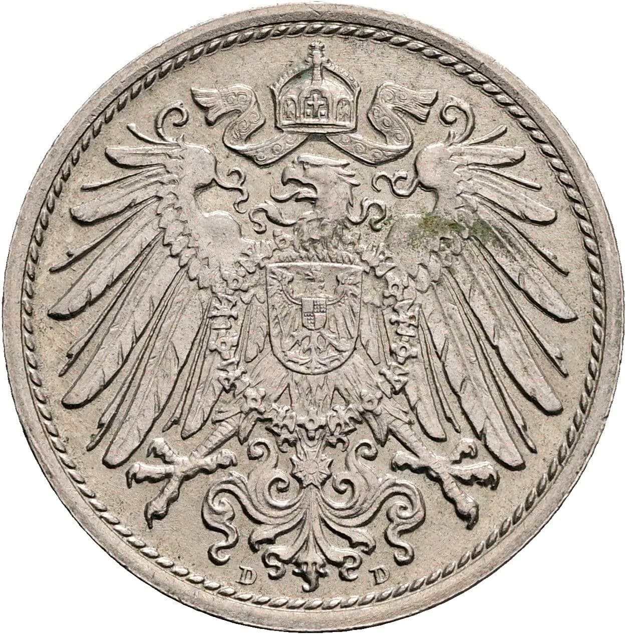 10 Pfennig 1908 D – Rückseite