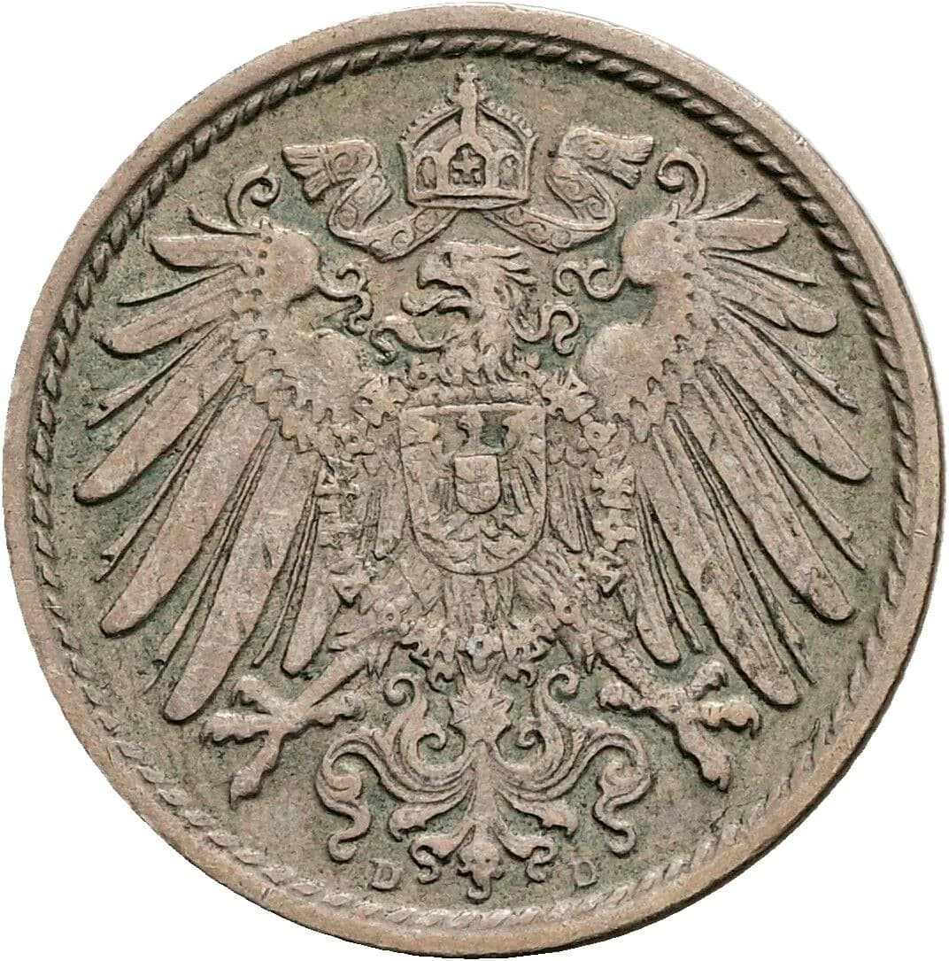 5 Pfennig 1899 D – Rückseite