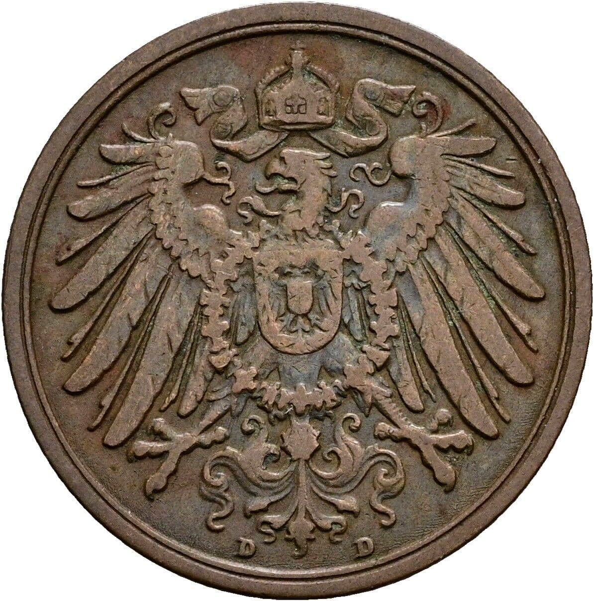 2 Pfennig 1905 D – Rückseite