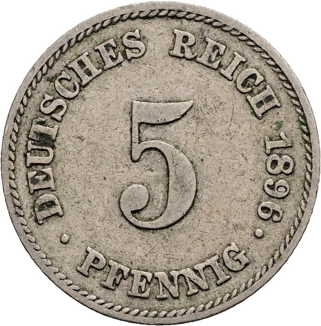 5 Pfennig 1896 E – Vorderseite