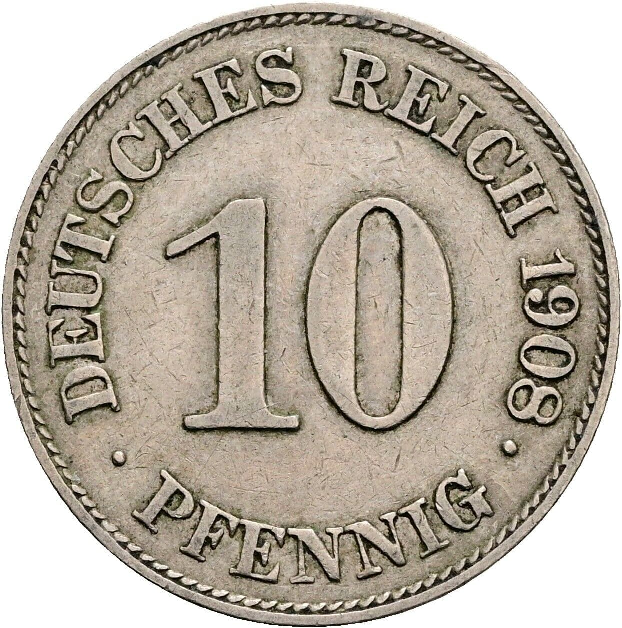 10 Pfennig 1908 E – Vorderseite
