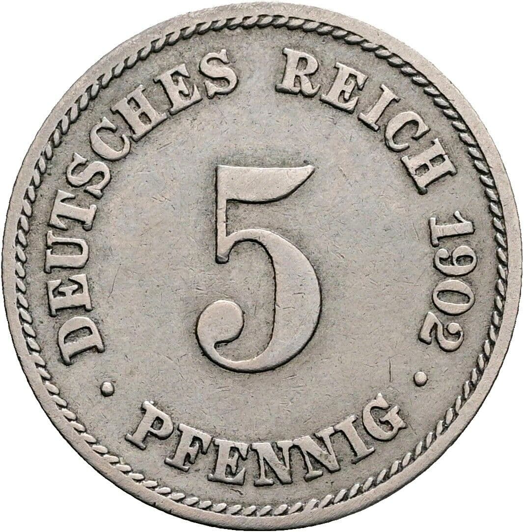 5 Pfennig 1902 F – Vorderseite