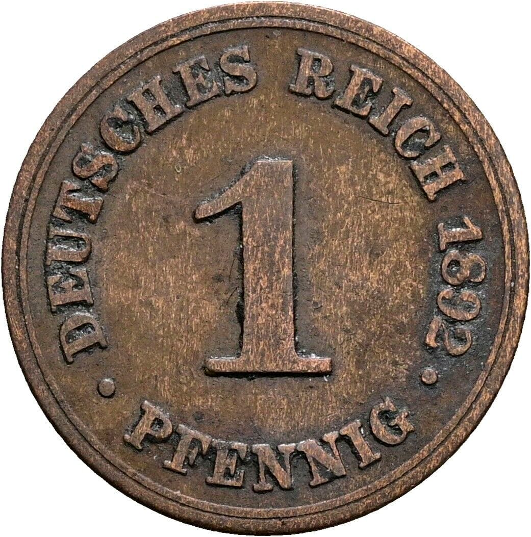 1 Pfennig 1892 F – Vorderseite