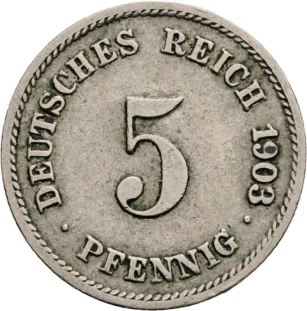 5 Pfennig 1903 G – Vorderseite