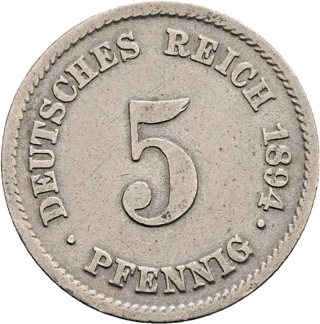 5 Pfennig 1894 E – Vorderseite