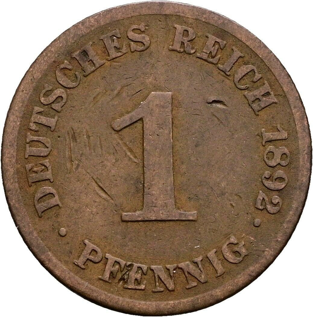 1 Pfennig 1892 J – Vorderseite
