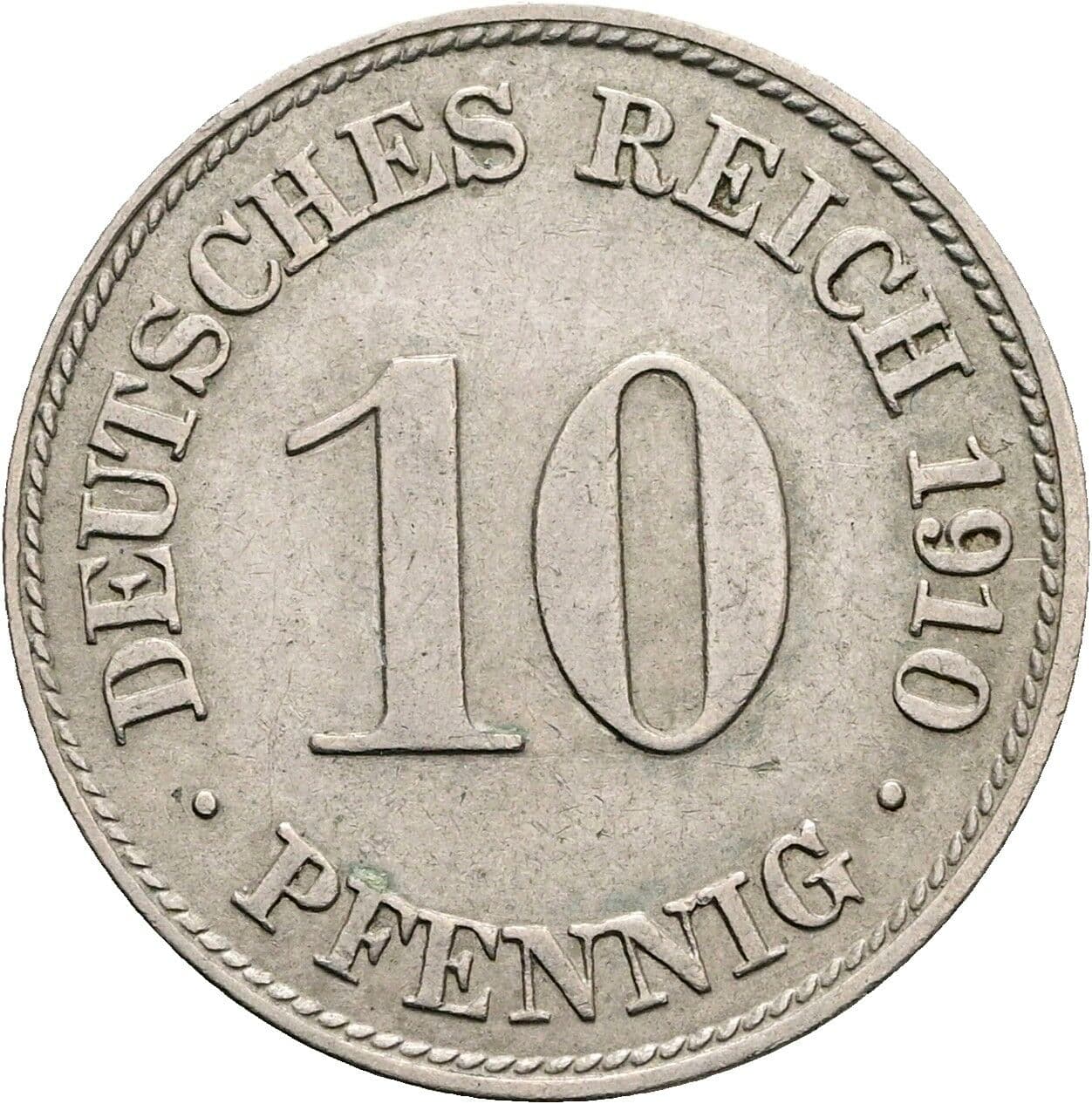 10 Pfennig 1910 D – Vorderseite