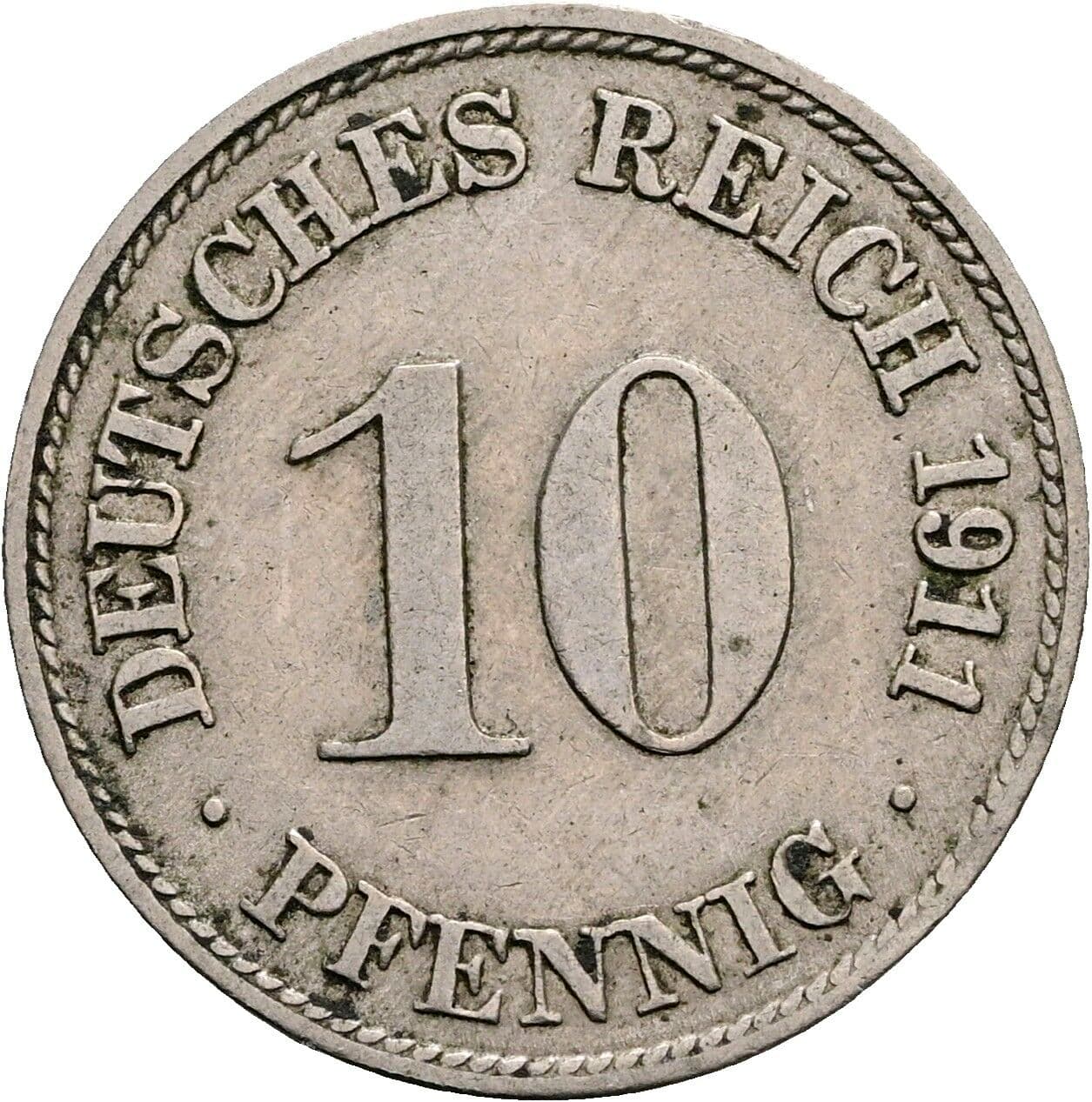 10 Pfennig 1911 D – Vorderseite