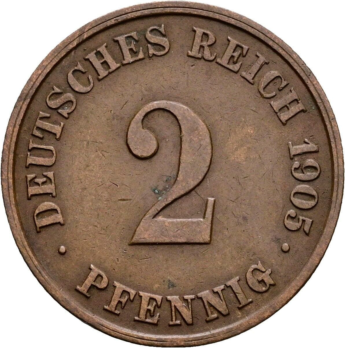2 Pfennig 1905 J – Vorderseite