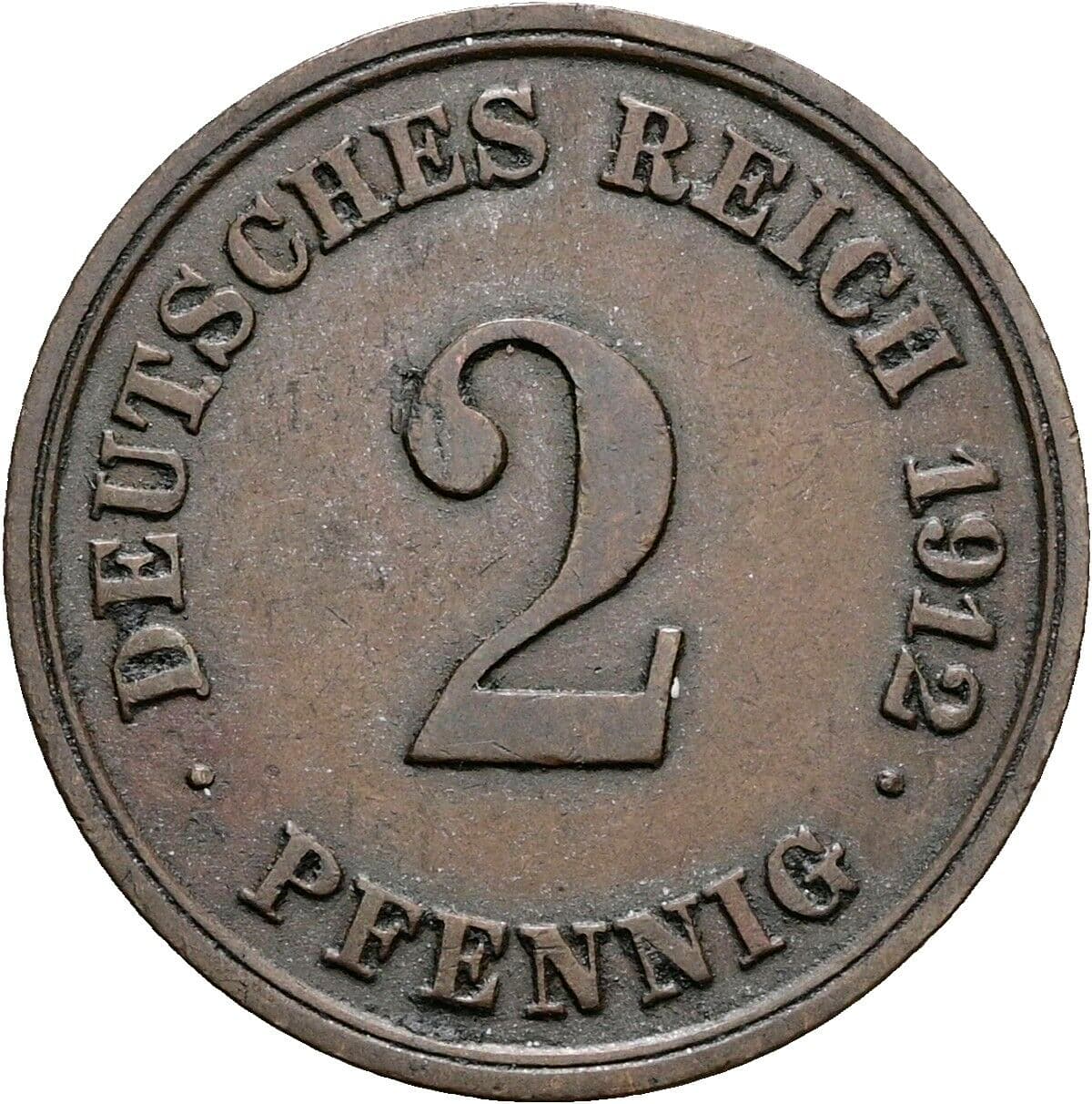2 Pfennig 1912 E – Vorderseite