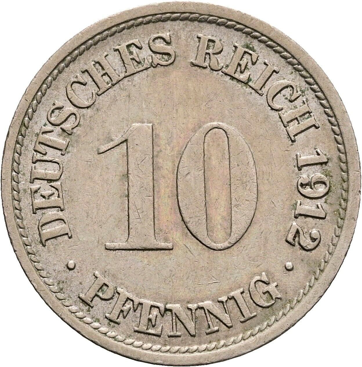 10 Pfennig 1912 F – Vorderseite
