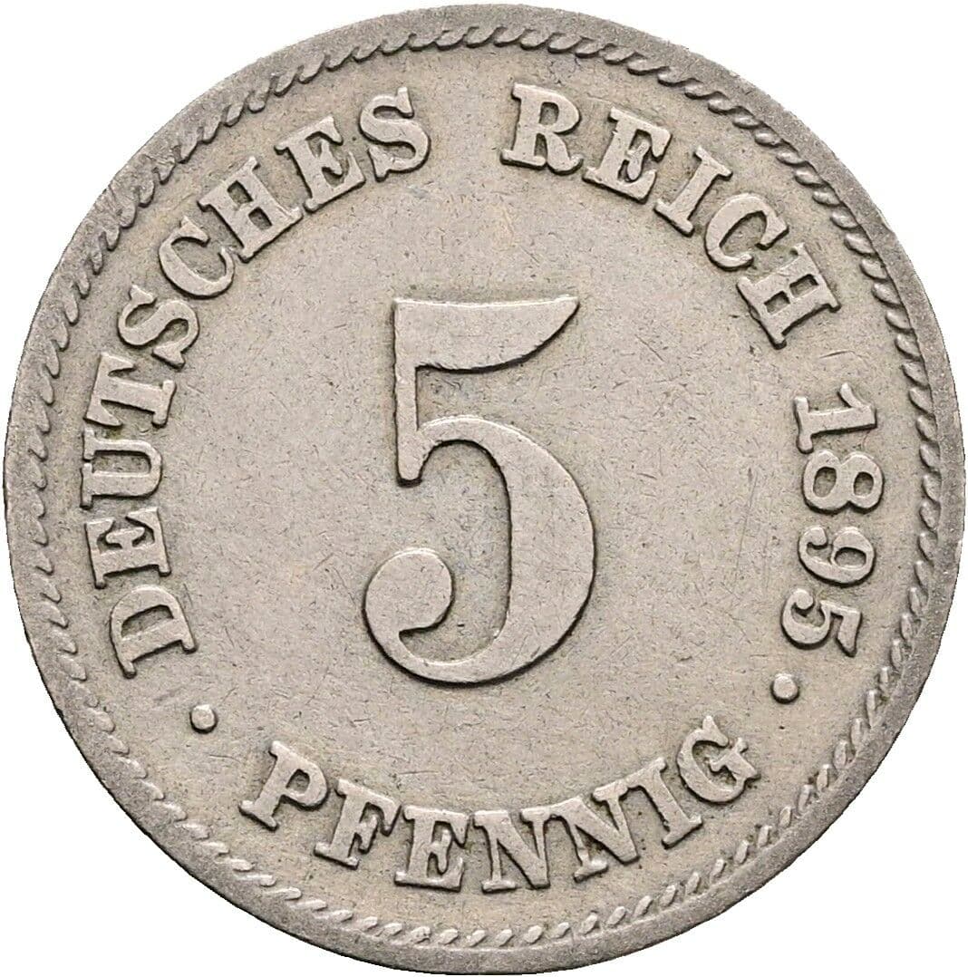 5 Pfennig 1895 E – Vorderseite