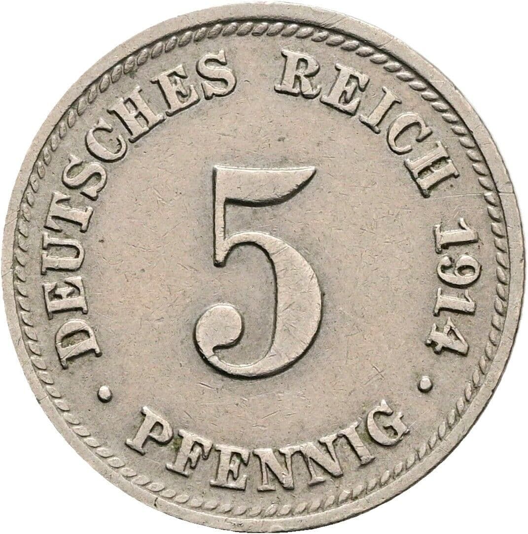 5 Pfennig 1914 D – Vorderseite