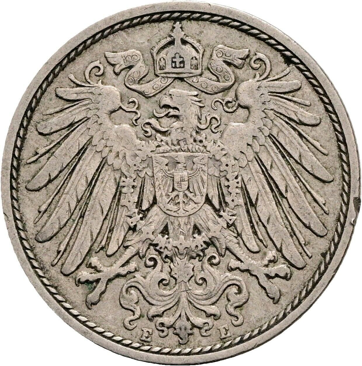10 Pfennig 1908 E – Rückseite