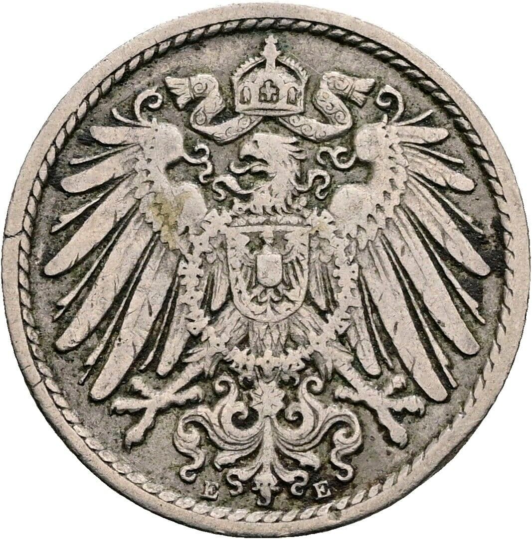 5 Pfennig 1902 E – Rückseite