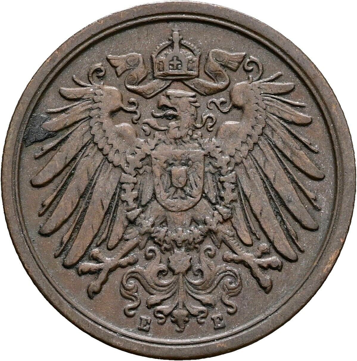 2 Pfennig 1912 E – Rückseite