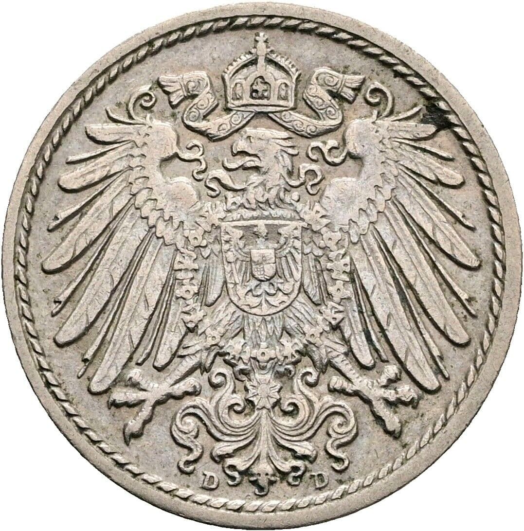 5 Pfennig 1905 D – Rückseite