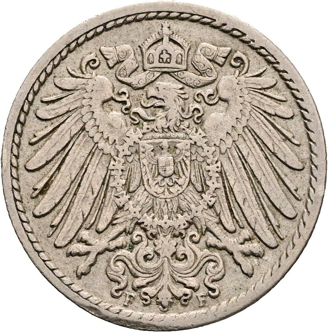 5 Pfennig 1909 F – Rückseite